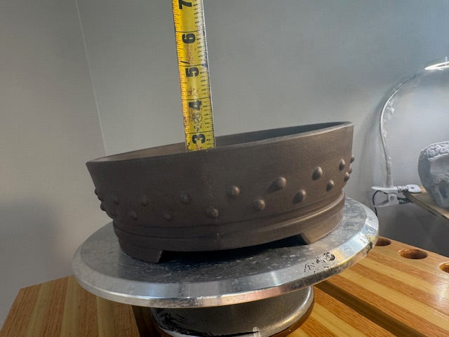 10" unglazed drum bonsai pot