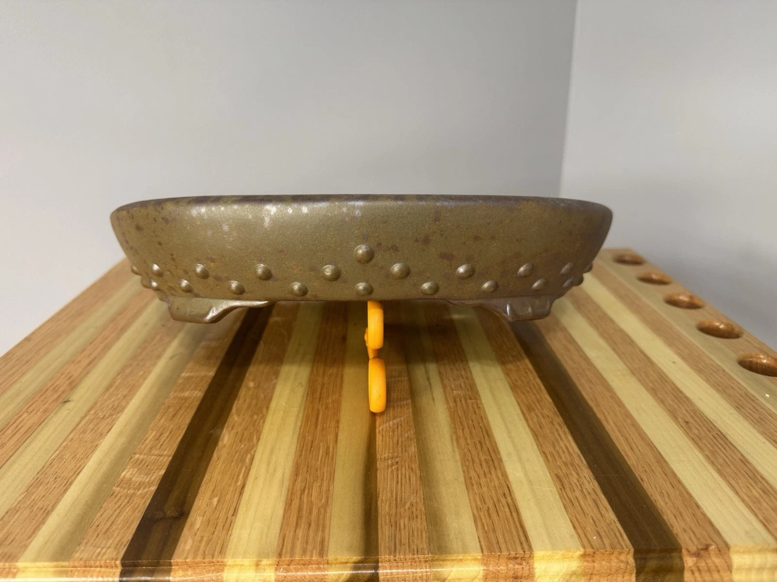 12" Chinese Wood Fired Riveted Oval Bonsai Pot Yixing Clay