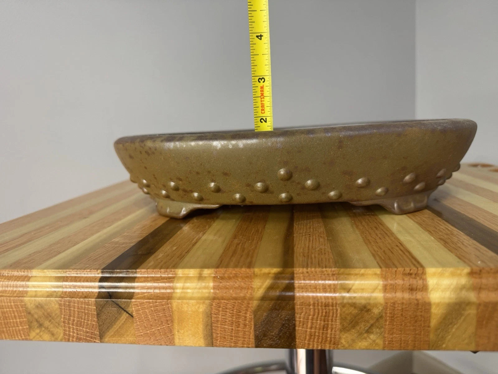 12" Chinese Wood Fired Riveted Oval Bonsai Pot Yixing Clay