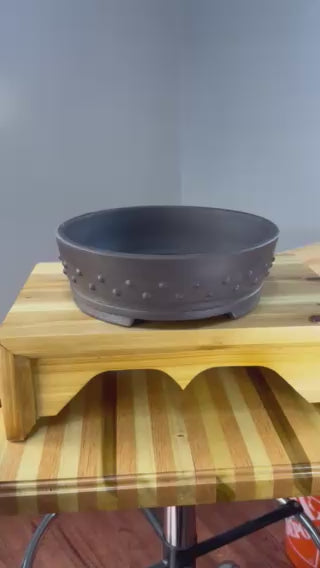 10" unglazed drum bonsai pot
