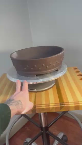 10" unglazed drum bonsai pot