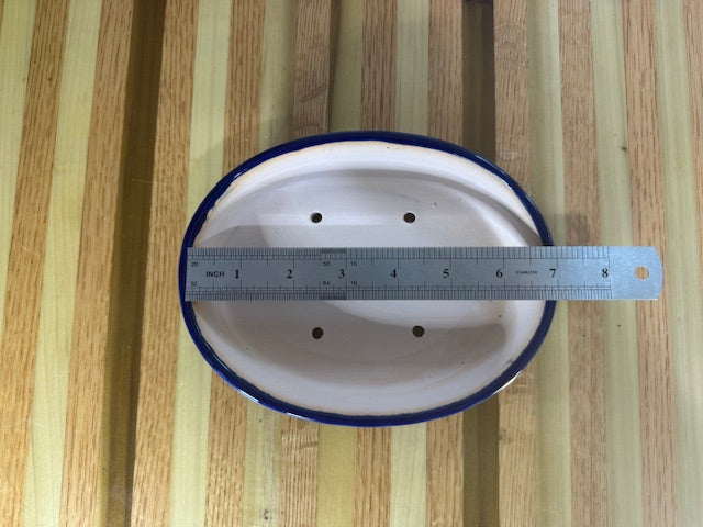 7" shallow oval bonsai pot