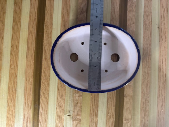 7" shallow oval bonsai pot