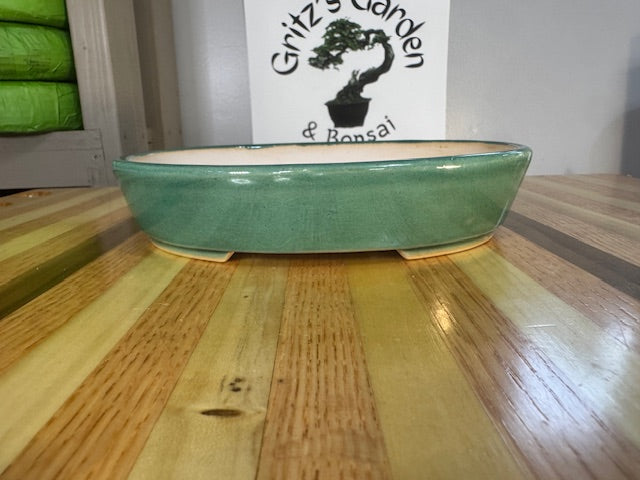 7" shallow oval bonsai pot