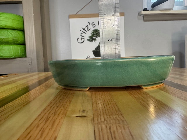 7" shallow oval bonsai pot